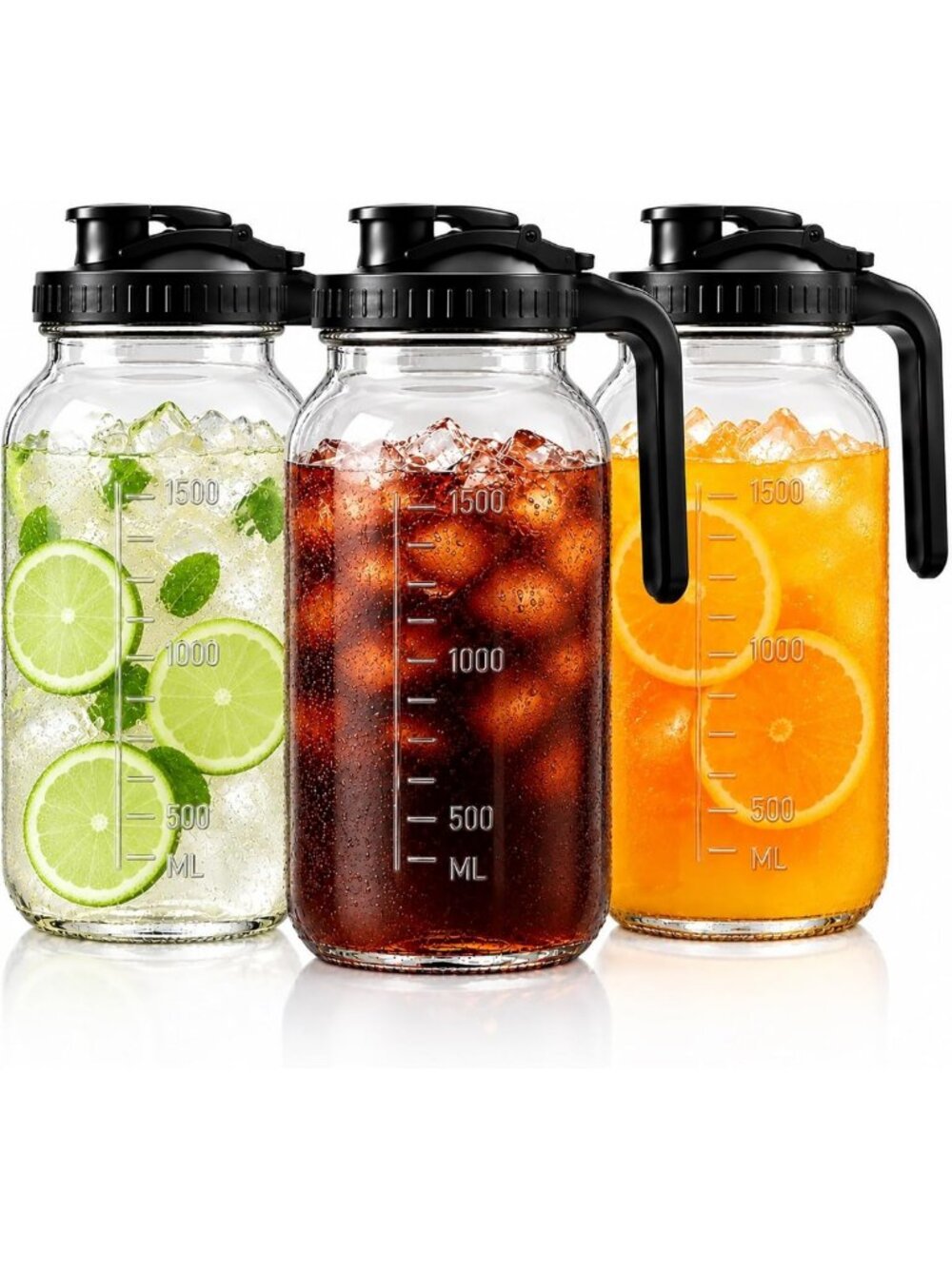 3 Pack 64 oz Fridge Pitcher with Lid - Perfect for Iced Tea & Beverages
